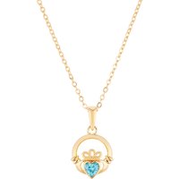 Argento Gold March Aquamarine Claddagh Birthstone Necklace - 40cm