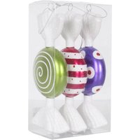 7 inch Purple, Lime, Cerise Candy Ornaments (Set of 3)