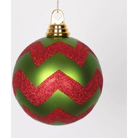 4.75 inch Matte Glitter Chevron Ball Ornament (Set of 3)