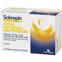 Sobrepin tosse influenza raffreddore 650 mg/ 20 mg/ 4 mg granulato per soluzione orale