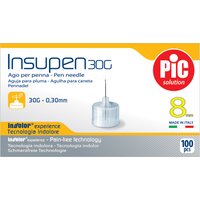 Siringa per insulina pic insumed 1 ml 100 ui ago gauge 30 lunghezza 8 mm senza spazio morto 3 sacchetti da 10 pezzi