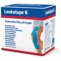 Benda adesiva leukotape k per taping fisioterapico larghezza 5 cm lunghezza 5 m colore azzurro in rotolo