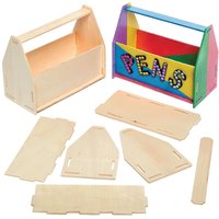 Wooden Toolbox Desk Tidy Kits (Pack of 3) Size 15cm x 12cm x 7.4cm, 3mm Plywood, No Glue Required