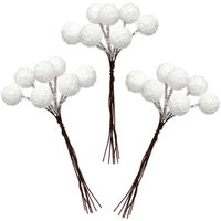 Artificial Snow Berries (Pack of 70) Natural Craft Materials, White, Plastic Berries On Metal Stem, Winter Decorations