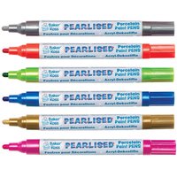 Pearlised Porcelain Paint Pens Colour Pack A (Colour Pack A) Art Supplies, Art Materials 6 assorted pearlised colours - Gold, Silver, Blue, Light Green, Pink & Orange