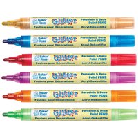 Glitter Porcelain & Deco Paint Pens Colour Pack B (Colour Pack B) 6 Assorted Glitter Colours, Water-Based Paint, Broad Tip