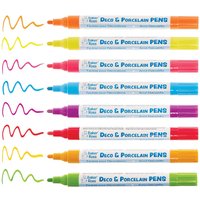 Neon Brights Multi-Purpose Deco Paint Pens (Set of 8) Broad Tip, Oil-Based Acrylic Paint, Gloss Finish, 8 Assorted Colours