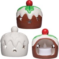 Christmas Pudding Ceramic Tealight Holders (Box of 3) Christmas Crafts