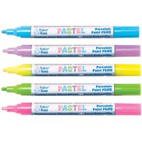 Pastel Porcelain Paint Pens (Pack of 5) Art Supplies, Art Materials 5 assorted pastel colours - Pink, Blue, Lavender, Yellow & Green