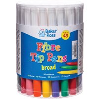 Broad Tip Marker Pens Value Tub (Tub of 48) 12 Assorted Colours, Easy Grip, 4mm Tip, Drawing