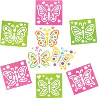 Butterfly Stencils (Pack of 8) Art Supplies, Art Materials 2 stencil colours - Pink & Green