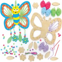 Butterfly Wooden Dreamcatcher Kits (Pack of 4) Decoration Craft Kits 4 wool colours - Blue, Green, Purple & Pink