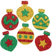 Christmas Bauble Glitter Foam Stickers (Pack of 96) Christmas Craft Supplies 3 foam colours - Red, Green & Gold