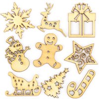 Christmas Mini Wooden Shapes Pack of 45 (Pack of 45) Christmas Craft Supplies
