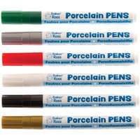 Christmas Porcelain Paint Pens (Pack of 6) Christmas Craft Supplies 6 assorted Christmas colours - Gold, Silver, Red, Dark Green, Black & White