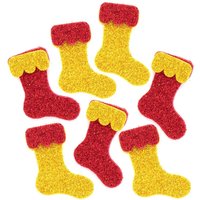 Christmas Stocking Glitter Foam Stickers (Pack of 100) Christmas Craft Supplies 2 foam colours - Red & Gold
