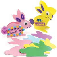 Easter Bunny Card Blanks (Pack of 10) Easter Crafts For Kids, Envelopes Included, 5 Assorted Colours, Design Your Own