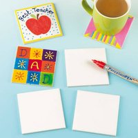 Ceramic Tile Coasters (Box of 6) Smooth Glazed Ceramic, Size 95mm x 95mm