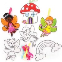 Fairy Suncatcher Decorations (Pack of 10) Decoration Craft Kits 5 assorted ribbon colours - Pink, Green, Blue, Yellow & Purple