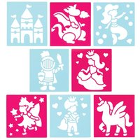 Fairy Tale Stencils (Pack of 8) Art Supplies, Art Materials 2 stencil colours - Pink & Blue
