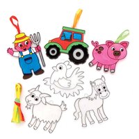Farm Suncatchers (Pack of 10) Decoration Craft Kits 5 ribbon colours - Yellow, Red, Blue, Green & Orange