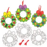 Christmas Suncatcher Wreaths (Pack of 6) Christmas Crafts 1 ribbon colour - Red