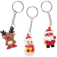 Christmas Character Keyrings (Pack of 6) Christmas Toys, 3 Designs - Reindeer, Snowman & Santa, Stocking Filler