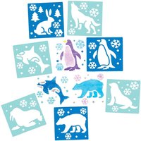 Arctic Animals Stencils (Pack of 8) Christmas Crafts 2 stencil colours - Light Blue & Dark Blue