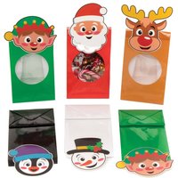 Christmas Treat Bags (Pack of 10) Christmas Party Supplies 5 bag colours - Red, Brown, Green, Black & White