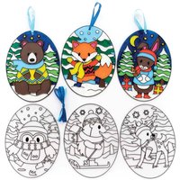 Click to view product details and reviews for Winter Woodland Suncatcher Pictures Pack Of 6 Art Craft Kits 2 Ribbon Colours Light Blue Dark Blue.