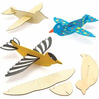 Bird Wooden Flying Plane Kits (Pack of 8) Easy To Assemble, 1 Glider Design 20cm Long, Thick Plywood