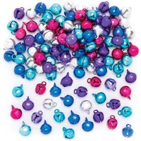 Winter Mini Bells (Pack of 120) Christmas Craft Supplies 5 metallic colours - Light Blue, Dark Blue, Purple, Pink & Silver
