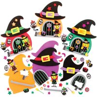 Witches Door Kits (Pack of 4) Halloween Crafts 4 colours - Green, Orange, Purple & Red