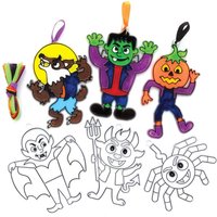 Halloween Suncatchers (Pack of 10) Halloween Crafts For Kids, Assorted Designs & Ribbon Colours