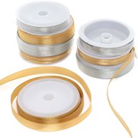 Gold & Silver Satin Ribbon Value Pack (Pack of 8) Craft Embellishments 2 colours - Gold & Silver