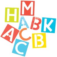 Alphabet Stencils (Pack of 30) Art Supplies, Art Materials 4 stencil colours - Red, Blue, Yellow & Green