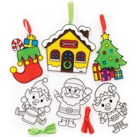 Santa's Workshop Suncatcher Decorations (Pack of 10) Christmas Crafts 2 ribbon colours - Red & Green