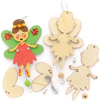 Fairy Wooden Dancing Puppet Decoration Kits (Pack of 5) Christmas Crafts