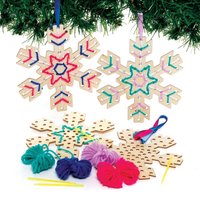 Click to view product details and reviews for Snowflake Wooden Threading Decoration Kits Pack Of 5 Christmas Crafts 5 Wool Colours Blue Light Blue Pink Purple Teal.