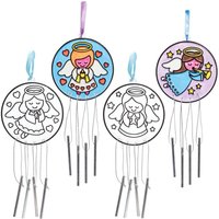 Angel Suncatcher Windchimes (Pack of 4) Christmas Crafts 4 ribbon colours - Purple, Blue, Pink & White
