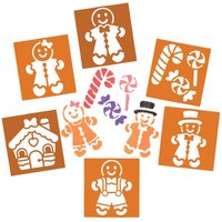 Gingerbread Man Stencils (Pack of 8) Christmas Craft Supplies 2 stencil colours - Dark Brown & Light Brown