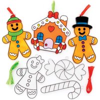 Gingerbread Man Suncatcher Decorations (Pack of 10) Christmas Crafts ribbon colours - Red & Green