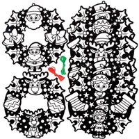 Christmas Colour-in Fuzzy Art Wreaths (Pack of 8) Christmas Crafts 2 ribbon colours - Red & Green