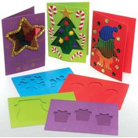 Christmas Aperture Greeting Cards (Pack of 15) Christmas Crafts 5 card colours - Green, Red, Purple, Blue & White