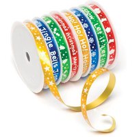 Festive Ribbons (Pack of 8) Christmas Craft Supplies 4 assorted metallic ribbon colours - Red, Gold, Silver and Green
