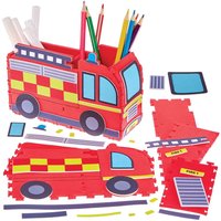3D Fire Engine Pen Pot Kits (Pack of 2) Size 17.5cm x 12cm x 6.5cm, Self-Adhesive Foam Designs