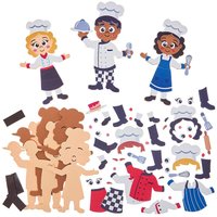 Chef Mix & Match Magnet Kits (Pack of 8) No Glue Required, 8 Assorted Designs, 16cm Tall, Craft Kits