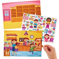 Shop Sticker Scenes (Pack of 5) 30+ Repositionable Stickers, Size 27cm x 18cm, 5 Assorted Store Scenes