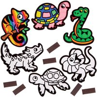 Reptile Fuzzy Art Magnets (Pack of 15) Self-Adhesive Magnet Strips Included, 15 Assorted Designs