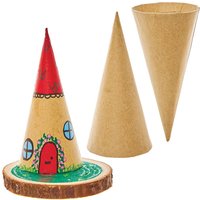 Cardboard Craft Cones (Pack of 6) Height 10cm, 5cm Top Diameter, Craft Blanks, Decorate & Personalise,